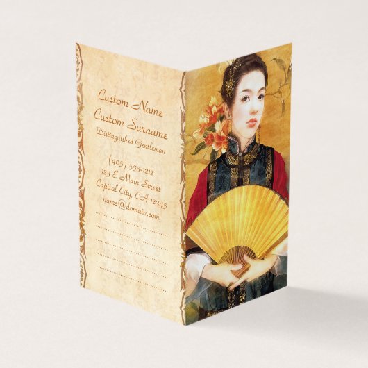 オリエンタル中国のレディ鮮やかー美しいポートレート 名刺 (外部)