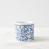 オリエンタル中国スカイブルーリーフホワイトデザイン エスプレッソカップ (正面)