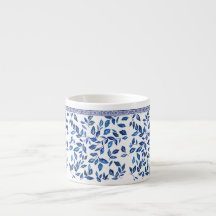 オリエンタル中国スカイブルーリーフホワイトデザイン