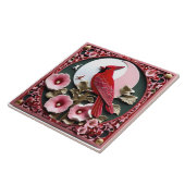 オリエンタル彫刻パネル:(鳥)ショウジョウコウカンチョウと葵 タイル (側面)