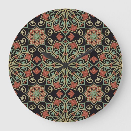 オリエンタル抽象芸術カラフル背景 ラージ壁時計 (正面)