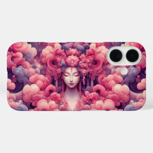 オリエンタル抽象芸術夢想芸者ピンクの雲 iPhone 16ケース