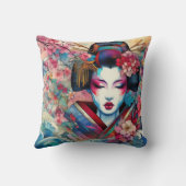 オリエンタル抽象芸術芸者桜花タトゥー クッション (裏面)