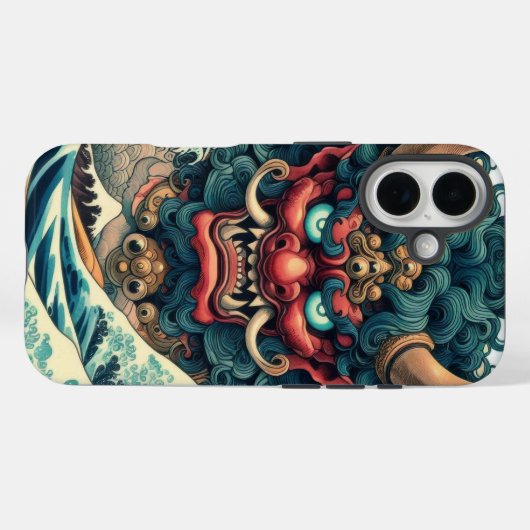 オリエンタル抽象芸術鬼顔神奈川波動 Case-Mate iPhoneケース (裏面 (横))