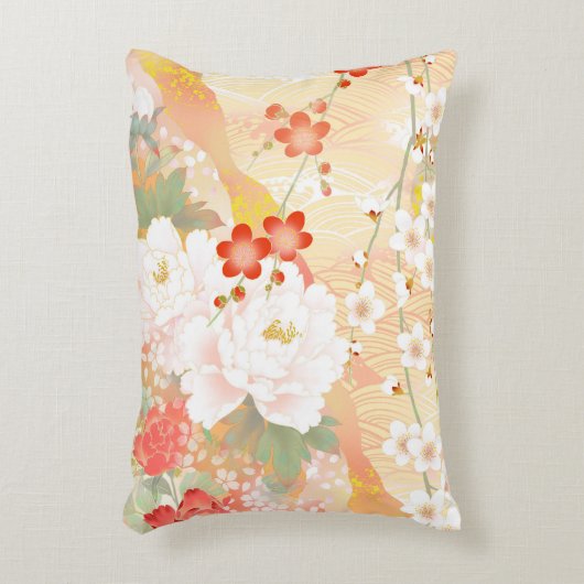 オリエンタル日本のアクセントフローラソフトカラー – 1 アクセントクッション (正面(垂直))