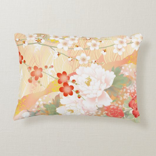 オリエンタル日本のアクセントフローラソフトカラー – 1 アクセントクッション (裏面)