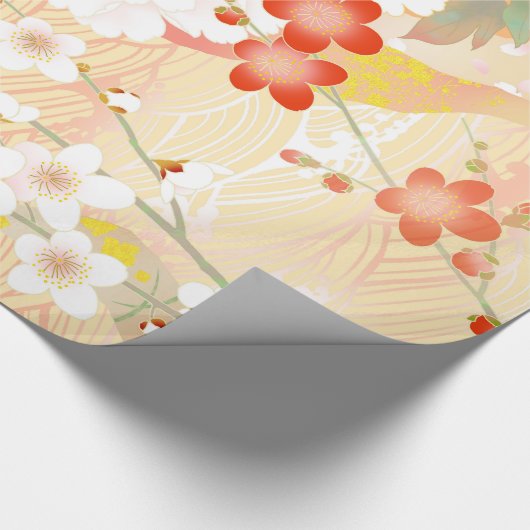 オリエンタル日本のアクセントフローラソフトカラー – 1 ラッピングペーパー (角)