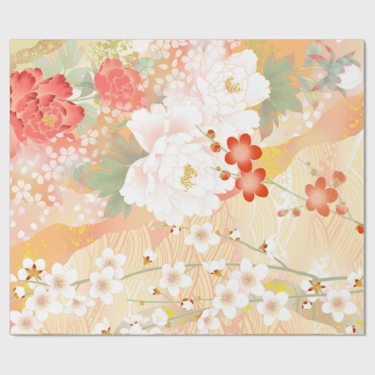 オリエンタル日本のアクセントフローラソフトカラー – 1 ラッピングペーパー (フラット)