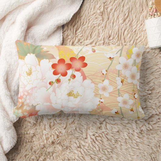 オリエンタル日本のアクセントフローラソフトカラー – 1 ランバークッション (ブランケット)