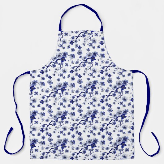 オリエンタル桜の枝模様 エプロン (正面)