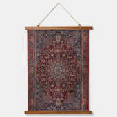 オリエンタル深いブラッドレッドフローラペルシャタブリズラグ 吊り下げ型タペストリー (正面)