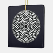 オリエンタル白黒マンダラジオメトリックベクトルアート セラミックオーナメント (左)
