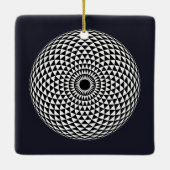 オリエンタル白黒マンダラジオメトリックベクトルアート セラミックオーナメント (裏面)