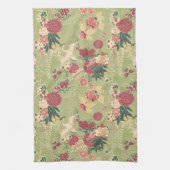 オリエンタル絵画シルクの模様 キッチンタオル (縦)