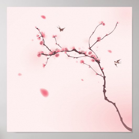 オリエンタル絵画スタイルズさくらんぼ花 ポスター (正面)