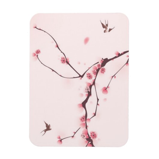 オリエンタル絵画スタイルズさくらんぼ花 マグネット (縦)