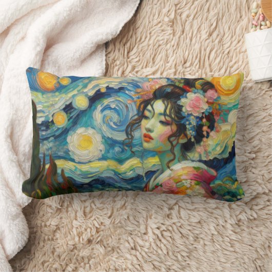 オリエンタル美しい舞妓ファンゴッホマシャップ ランバークッション (ブランケット)