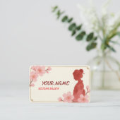 オリエンタル美しい芸者サロン水彩桜アート 名刺 (スタンド正面)