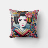 オリエンタル美しい芸者舞妓桜花波 クッション (正面)