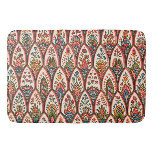 オリエンタル花カラフル柄葉花類 バスマット (正面)