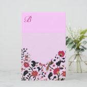 オリエンタル花、鳥のピーコックピンクフローラ 便箋 (スタンド正面)