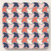 オリエンタル赤白青幾何学矢印アート コースター (正面)