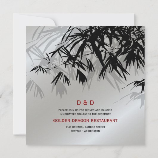 オリエンタル離れサブブラックシルバーアジア結婚ズ 招待状 (裏面)