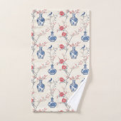 オリエンタル・エレガンス：青い磁器と花 バスタオルセット (ハンドタオル)