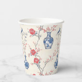 オリエンタル・エレガンス：青い磁器と花 紙コップ (裏面)