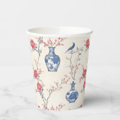 オリエンタル・エレガンス：青い磁器と花 紙コップ (左)