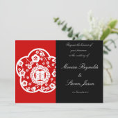 オリエンタル ダブルハピネス 結婚式招待状カード 招待状 (スタンド正面)