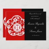 オリエンタル ダブルハピネス 結婚式招待状カード 招待状 (正面/裏面)