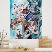 オリエンタル・フェアリー・プリンセス・赤いバラと鷹 ポスター (キッチン)