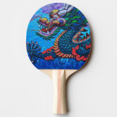 オリエンタ中国のルクール油カラフル絵を描ドラゴン 卓球ラケット (裏面)