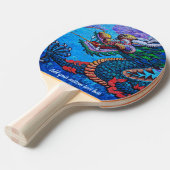 オリエンタ中国のルクール油カラフル絵を描ドラゴン 卓球ラケット (正面アングル)