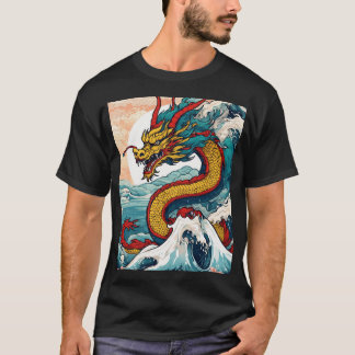 オリエントの精神：ドラゴン日本のイラストレーションティー Tシャツ