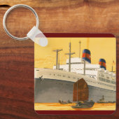 オリエントへのヴィンテージクルーズ船とジャンクボート キーホルダー (正面)