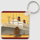 オリエントへのヴィンテージクルーズ船とジャンクボート キーホルダー (裏面)