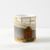 オリエントへのヴィンテージクルーズ船とジャンクボート コーヒーマグカップ (中央)