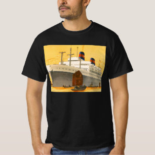 オリエントへのヴィンテージクルーズ船とジャンクボート Tシャツ