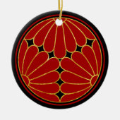 オリエンフェイクタル金ゴールド菊菊文美術 セラミックオーナメント (正面)