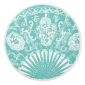 オリエン華美タルティール(緑がかった色)&ホワイト セラミックノブ (正面)