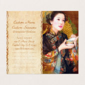 オリエ中国のンタルのレディ持ちカップ茶ポートレート 名刺 (外部フラット)