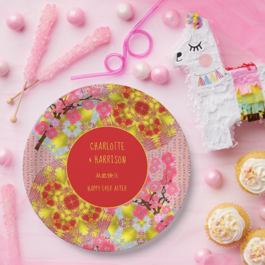 オリエ中国のントさくらんぼブパーソナライズされたロム ペーパープレート (パーティー)