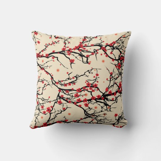 オリエ日本のント桜プラムブロッサム装飾用クッション クッション (裏面)