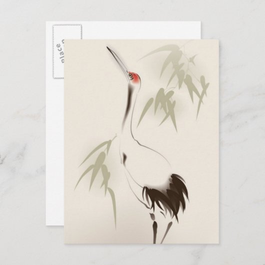 オリエ絵画ントスタイルズ赤冠クレーン ポストカード (正面/裏面)