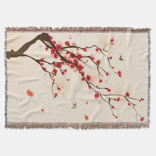 オリエ絵画ントスタイル春2 スローブランケット (正面)