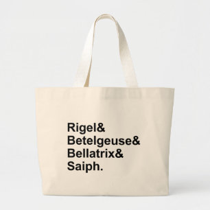 オリオンのRigelのベテルギウスのBellatrix Saiph の星 ラージトートバッグ