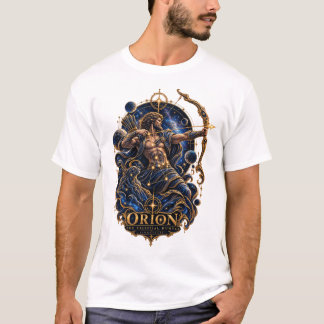 オリオン座の天体ハンター黄金の星座神話 Tシャツ