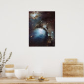 オリオン座 星雲 天文学 青 茶 ベージュ 空 星 ポスター (キッチン)